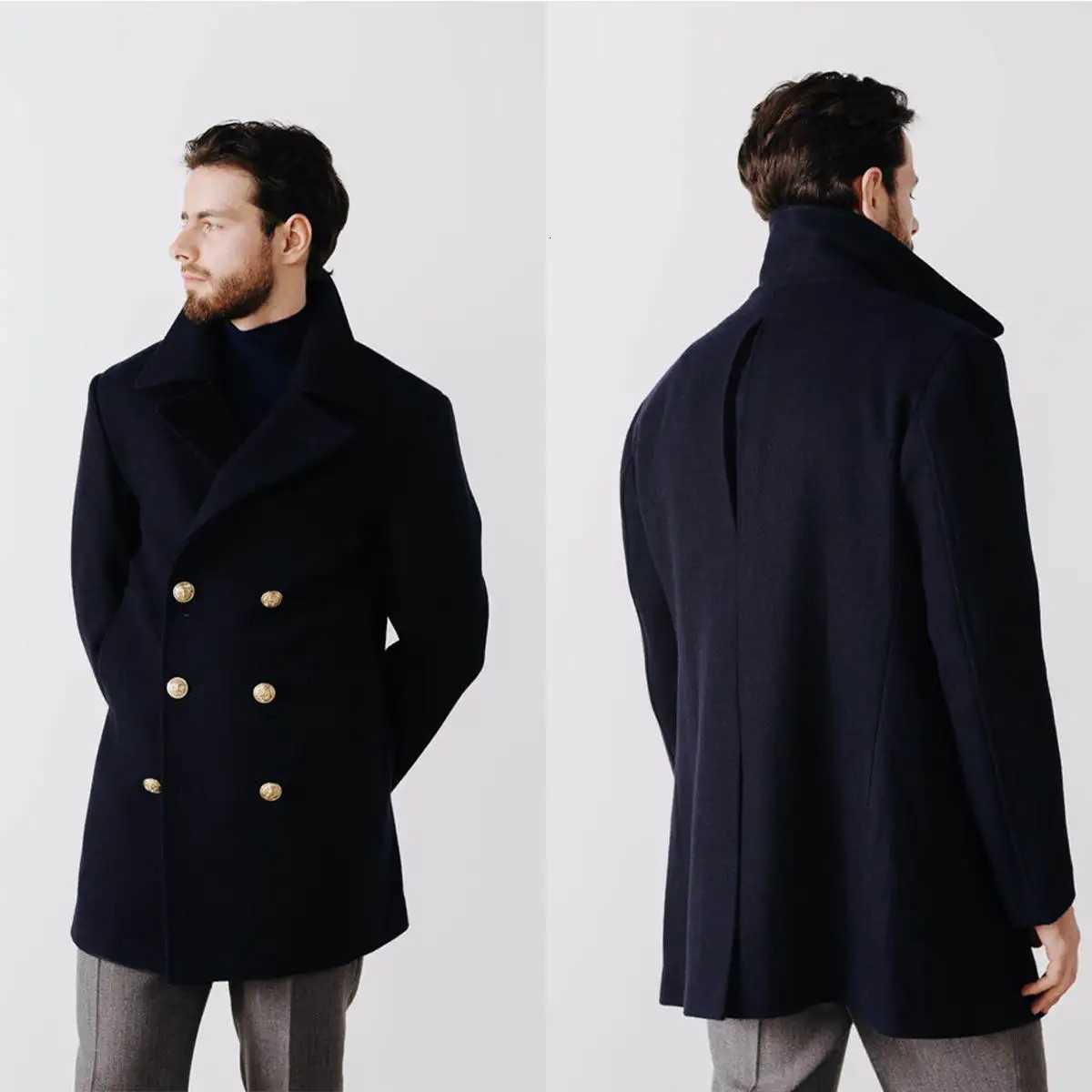 Mens coats Overcoat Classic Peacked Lapel Solid Color Woolen Double Breasted Business Causal Daily Tailored Abrigos Para HombreXJ251204