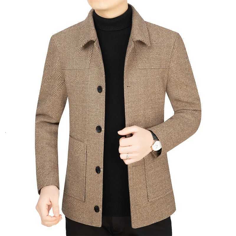 2024 High Quality Fashion Wool Blends Coats Men Solid Smart Casal Jacket Mens Turn Down Collar Autumn Winter Blazers Coats ManXJ251204