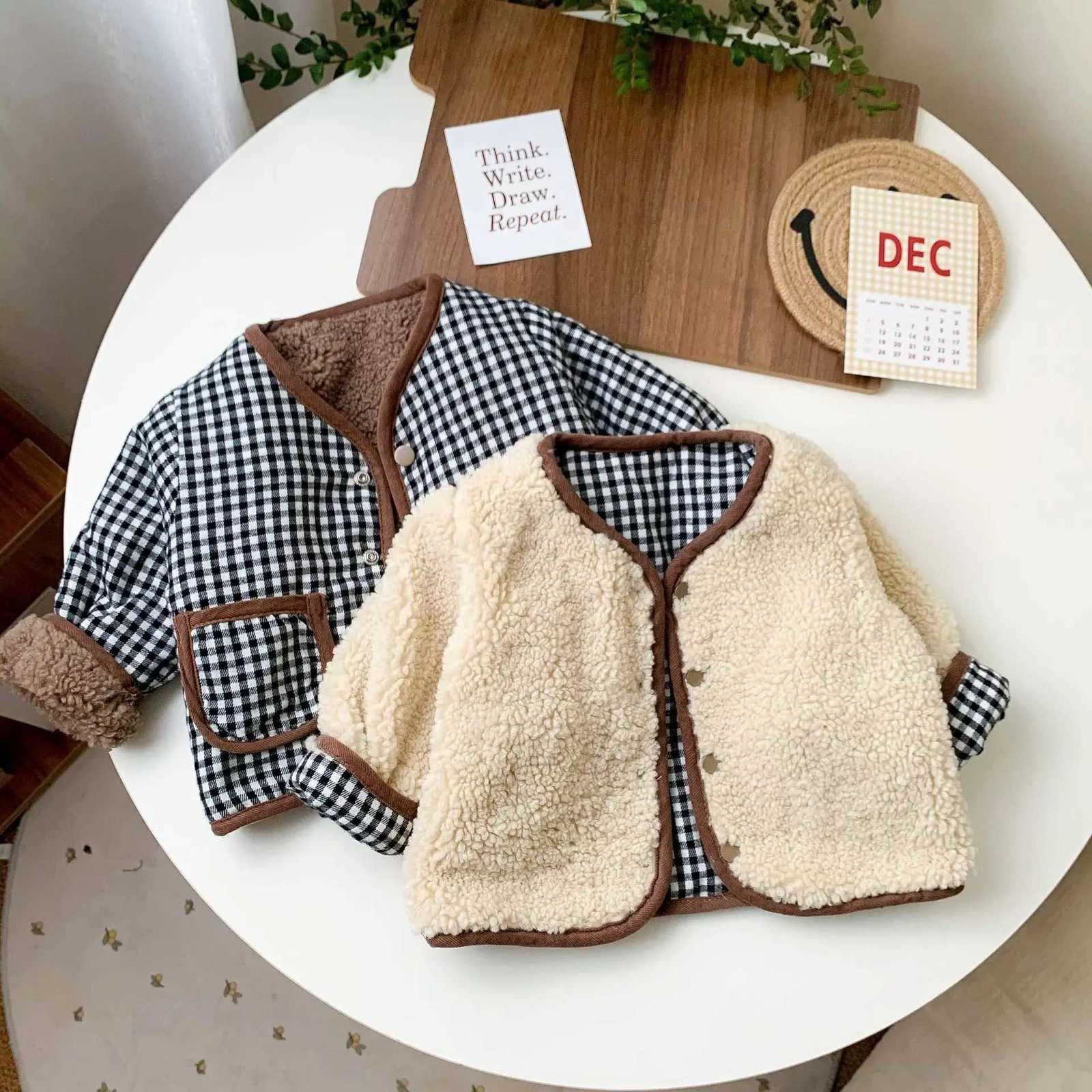 AYNIGIELL 2023 1-6 ans automne/hiver veste pour enfants Double face vêtements à carreaux en peluche veste enfants veste Z251204