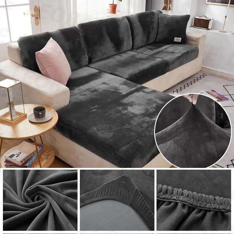 Soft Velvet Sofa Cushion Cover For Living Room Solid Color Polyester Spandex Slip-covers Furniture Protector Stretch CouchCovers M251204-image-1087197767