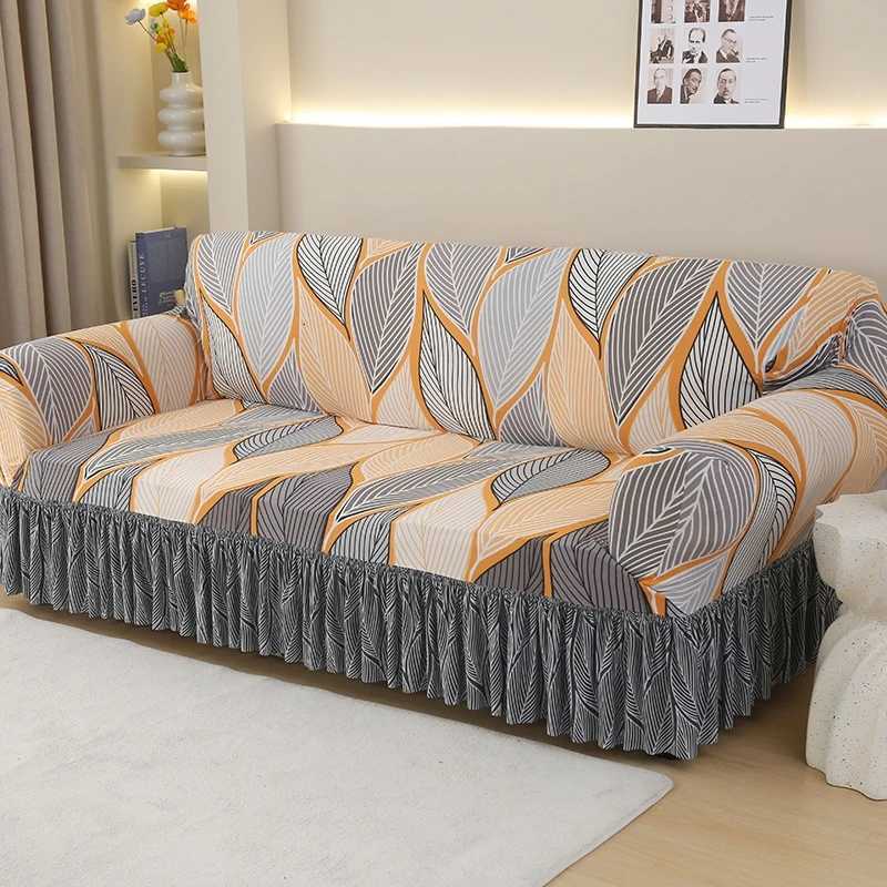 1/2/3/4 Seater Stretch Sofa Cover Elastic Printed Sofa Cover With Skirt Non-slip Armchair Slipcover for Living Room Hotel 1Pcs M251204-image-1087195847