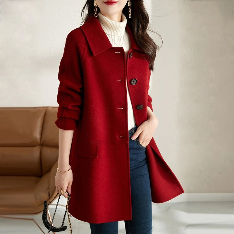 Femmes arrivée automne hiver manteau de laine élégant couleur chameau Trench mode coréenne doux laine pardessus Chic polyvalent 251204