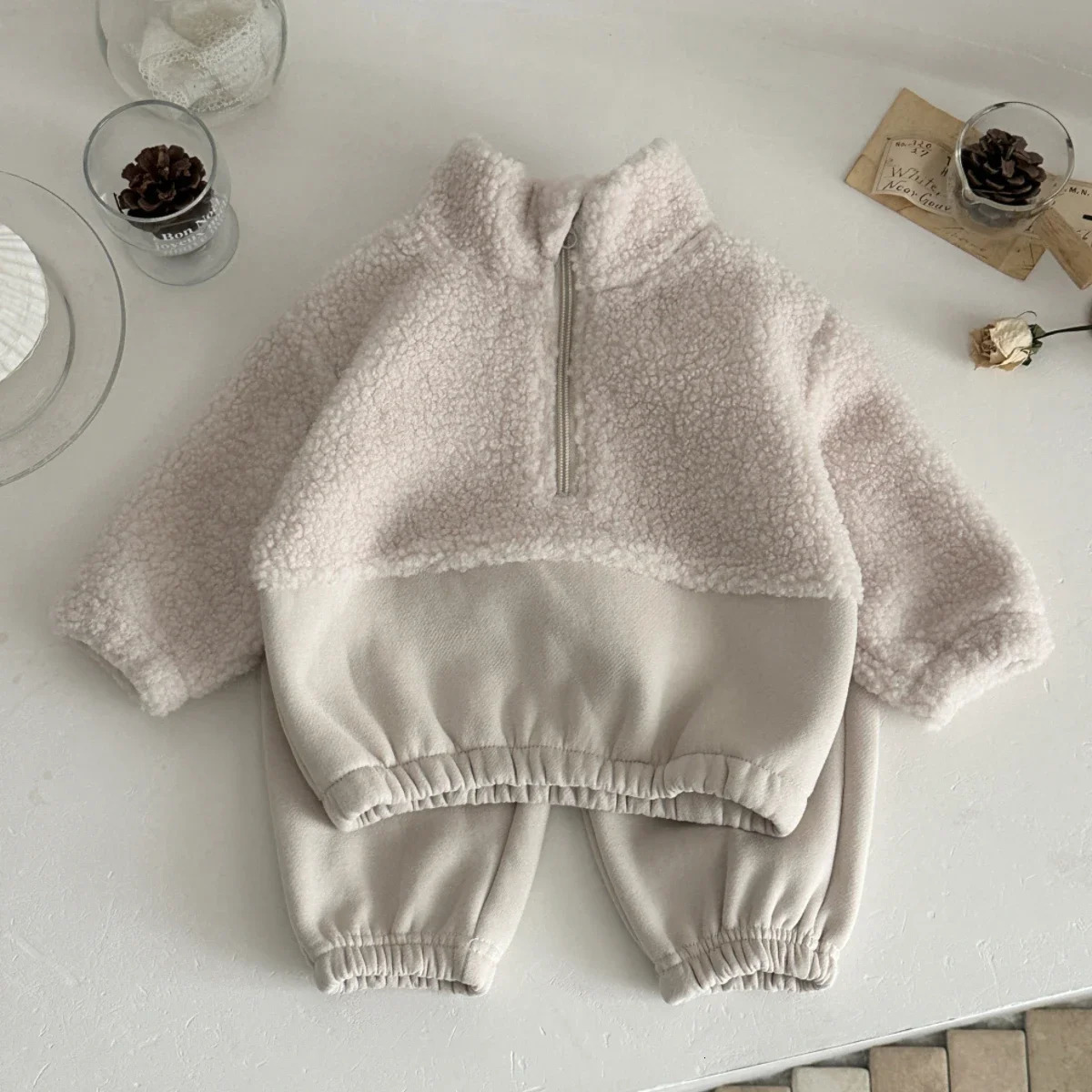 13 Year Baby Boy Girls Clothing Set Winter Autumn Lamb Fleece Sweatshirt Pants 2Pc Children Suit Toddler Kid Casual Outfit H251208-image-1087662842