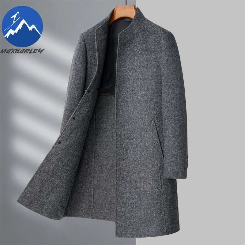 Maxbarley Winter Wool Coat Men Long Warm Black Woolen Trench Single Breasted Luxury Wool Overcoat Man 2025 New Designer ClothingXJ251204