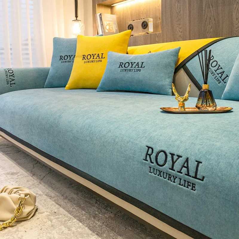 Four Seasons Universal Chenille Sofa Cover Sofa Pad Solid Color Luxury Sofa Mat for Living Room Non-Slip L Shaped Couch Cushion M251204-image-1087196301