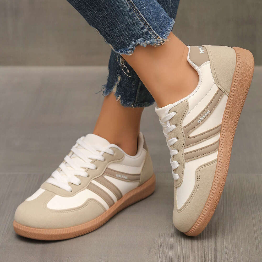 designer Women's Plus Size German Training Sneakers 2025 New European and American Retro Color Block Flat Single Shoes Wome