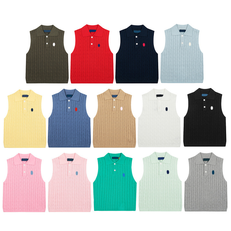 Designer Sweater Womens T-shirt Knitted Tank Top Cable-Knit Pocket Sleeveless Vest Embroidered Tee Street Hip Hop Shirts Fashion Casual Cotton Women