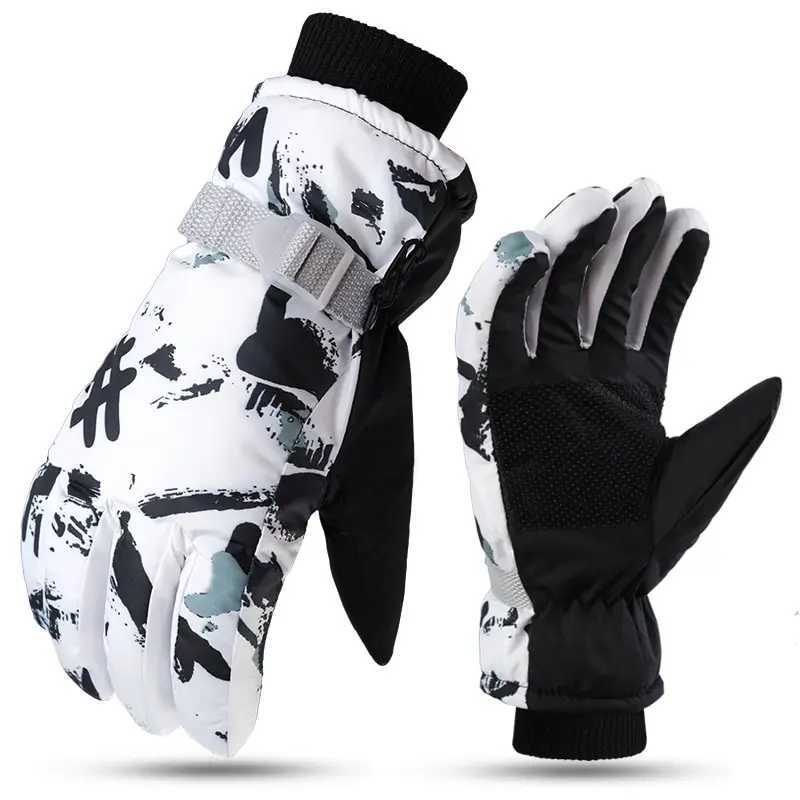 Winter Snowboard Ski Gloves Unisex PU Leather Nonslip Touch Screen Waterproof Motorcycle Cycling Fleece Warm Snow Sports Gloves J251204-image-1087176494