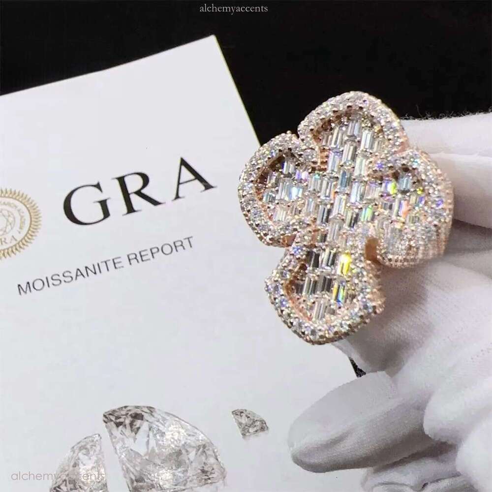 Ring Diamond Custom Hip Hop Iced Out VVS Moissanite Jewelry 925 Sterling Silver Cross Rings for Man