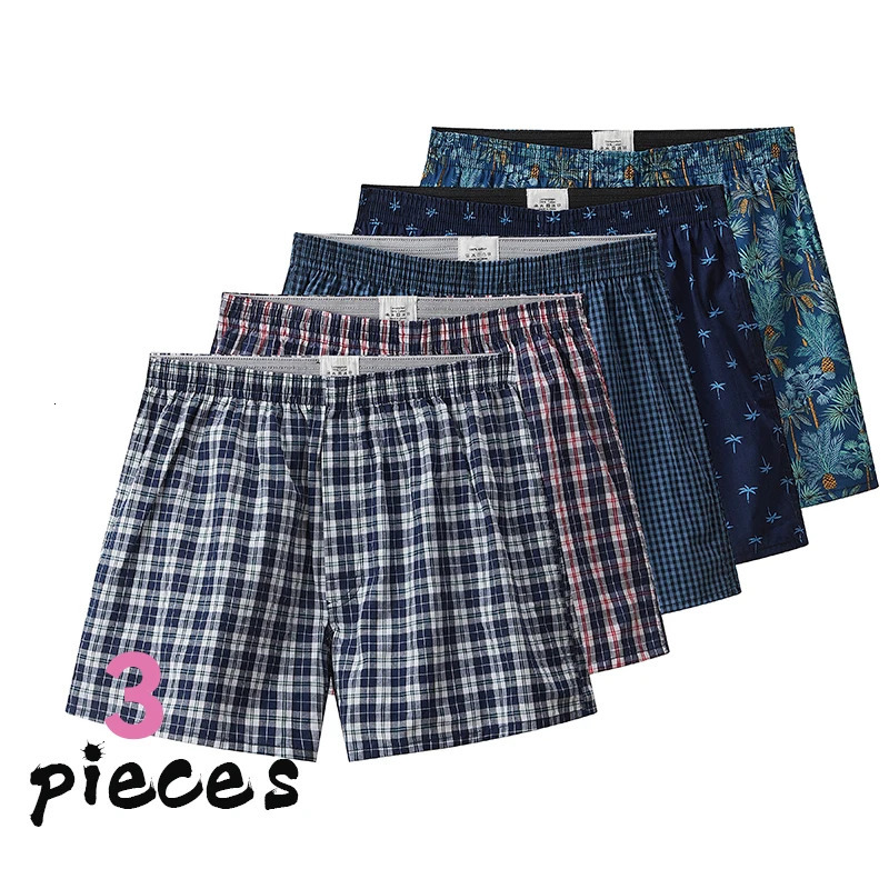 Cotton mens boxer shorts high quality college style mens underwear breathable loose pajamas soft shorts 3 pcs 251128