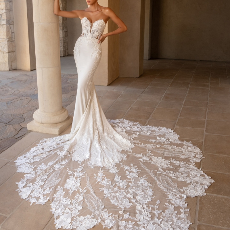 Luxury White Dubai Arabic Mermaid Wedding Dresses Applique Lace Beading Tull Court Train Wedding Dress Bridal Gown
