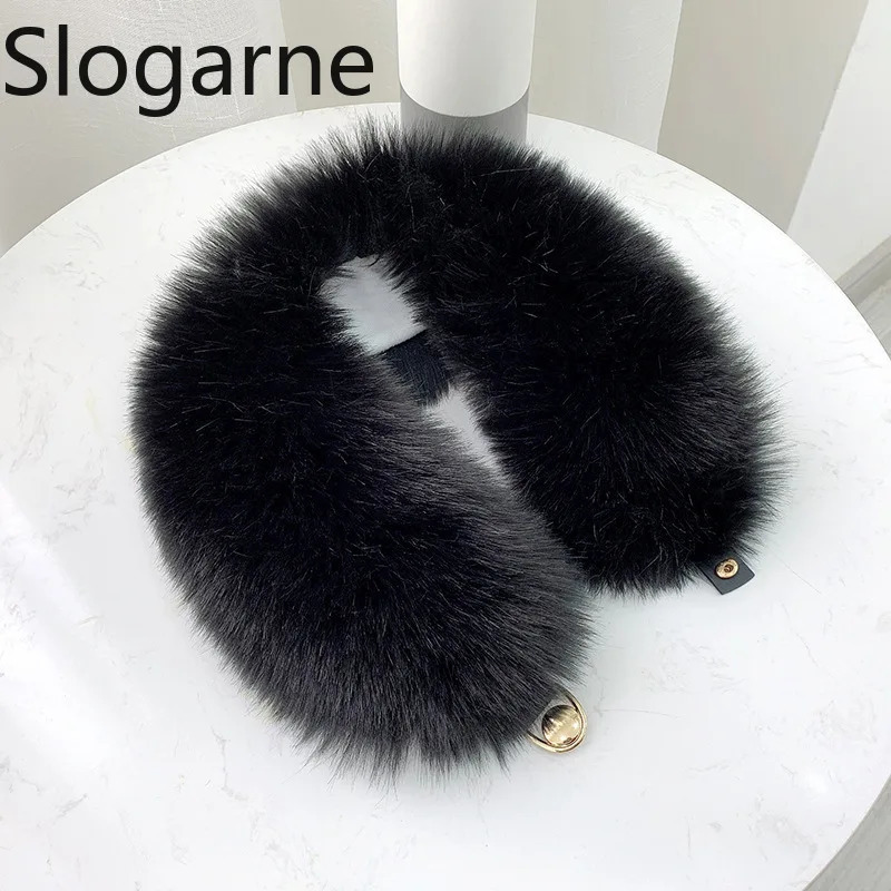 Hiver Faux Col De Fourrure De Renard Châle Épais Chaud Cou Protection Manteau Capuche Décor De Fourrure Pousser Écharpe De Fourrure Foulard Veste