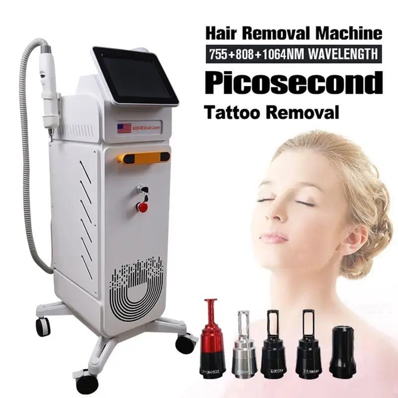 2 en 1 810nm 755nm 1064nm Diode Laser Épilation Machine Haute Puissance Détatouage Pico Laser Élimination des taches de rousseur Enlèvement de la