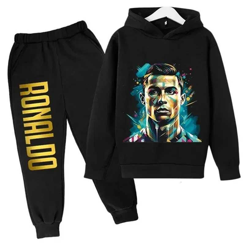 Ronaldo Creative Printed Childrens Hoodie Set Autumn Fleece Hooded Pants Suit Two-piece Set Kid Boy Girl Clothes SportsuitXJ251204-image-1087262599