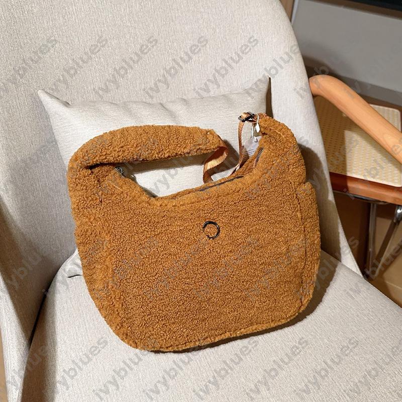 Fluffy Lamb Wool Tote Bag Womens Designer Shoulder Bag Hobo Underarm Bag Handbag Cross Body Bags Womens Crossbody Bags Plush Luxury Wallet Croissant