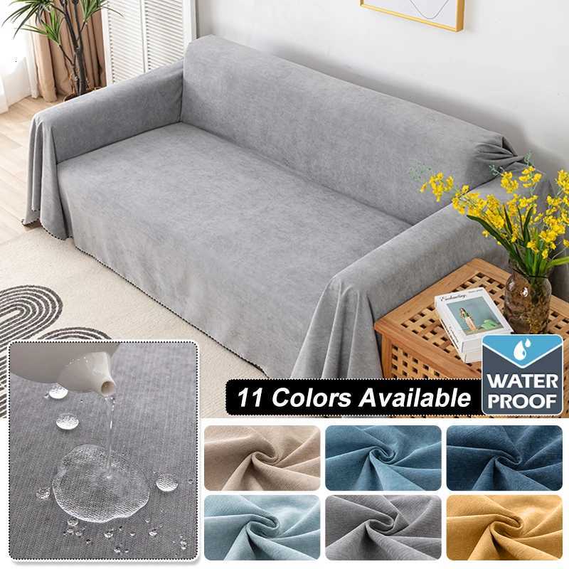 Waterproof Sofa Blanket Multipurpose Solid Color Furniture Cover Durable Fabric Dust-proof Anti-scratch Home Living Room Decor M251204-image-1087194999