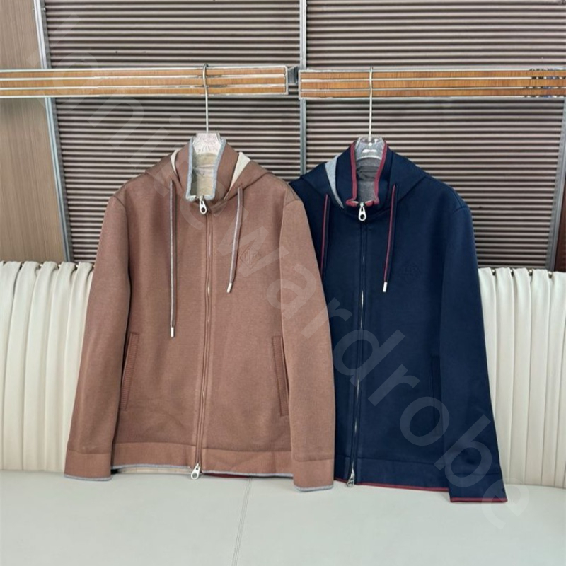Autumn and Winter Luxury Mens Jackets Hooded Drawstring Zipper Business Casual Cardigan Sweater L1289