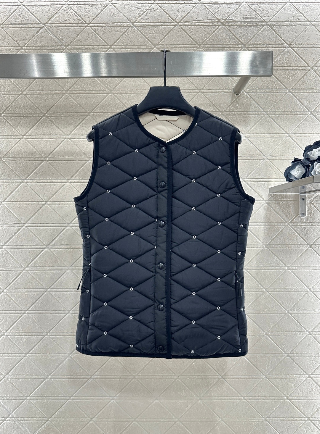 Veste en coton à grille de diamants à col rond, gilet, style occidental haut de gamme