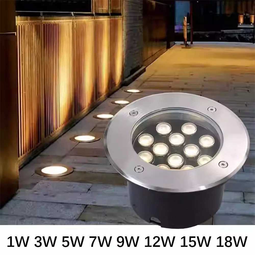 3W 5W 12W 18W Camino de jardín enterrado Spot Luz subterránea empotrada AC220V 110V 12V24V IP68 Lámparas subterráneas de jardín LED impermeables M25