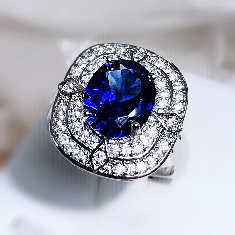 Classic Square Ring Sapphire Zircon 925 Sterling Silver Party Wedding Rings with Stamp for Women Fine Engagement Jewelry 251204
