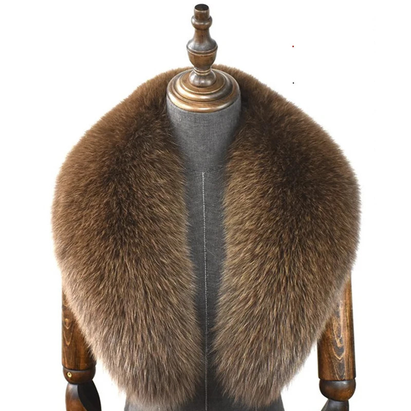 Fox Fur Collar 100 Real Fox Fur Scarf Winter Women Natural Fur Gray Collar Large Size Neck Warmer Fur Scarf Shawls251201