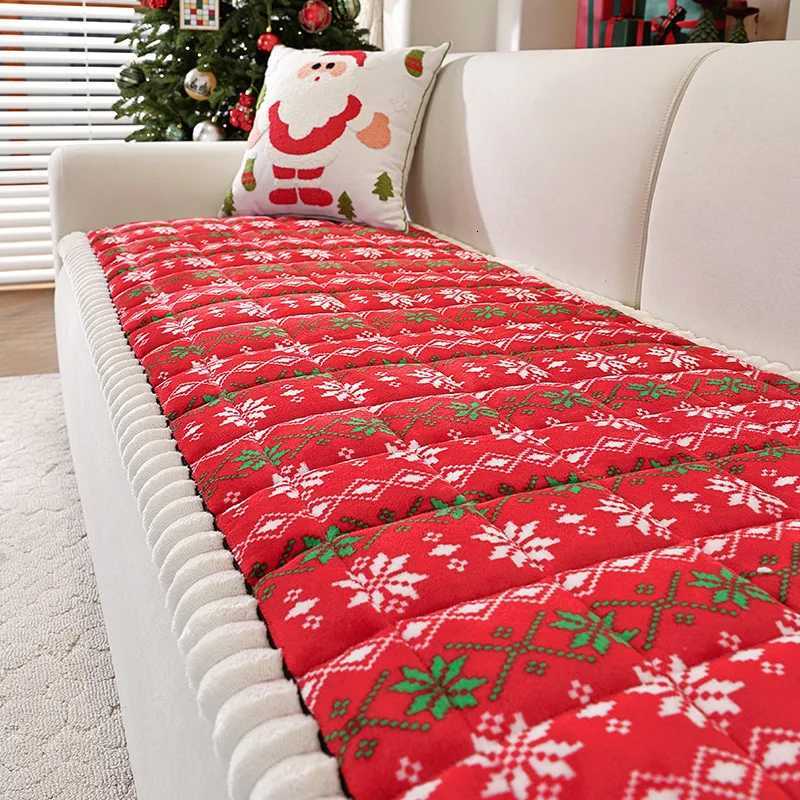 Christmas Wind Sofa Mat Cover Winter Warm Non-slip Bay Window Cushion Covers Thicken Plush Tatami Mat for Living Room Home Decor M251204-image-1087199117
