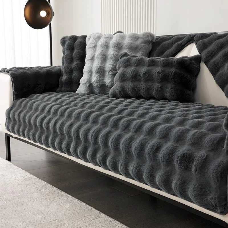 Thicken Imitation Rabbit Fur Plush Sofa Slipcover Non-slip Soft Sofa Towel Couch Cushion For Living Room Modern Home Decor M251204-image-1087200466