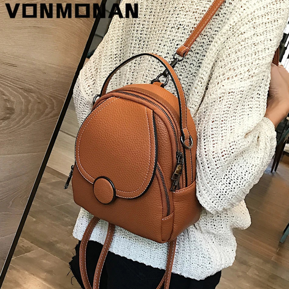 Fashion Women Leather Backpack Mini Soft Touch Multi-Function Small Rucksack Female Ladies Shoulder Bag Purse 251202