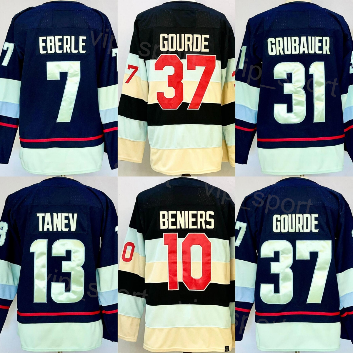 Alternate 2026 Hockey 31 Philipp Grubauer Jersey Man 10 Matty Beniers 7 Eberle Team Away Navy Blue White All Stitching For Sport Fans Reverse Ret