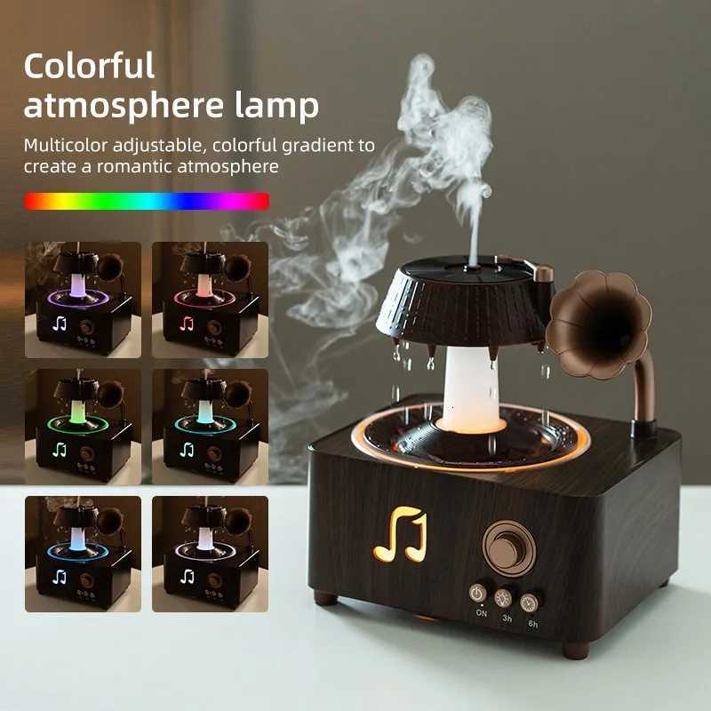 Rotating Raindrop Humidifier Retro Record Player Design Soothing White Noise Music Ideal For He Decor And Christmas Gifts C251204-image-1087258272