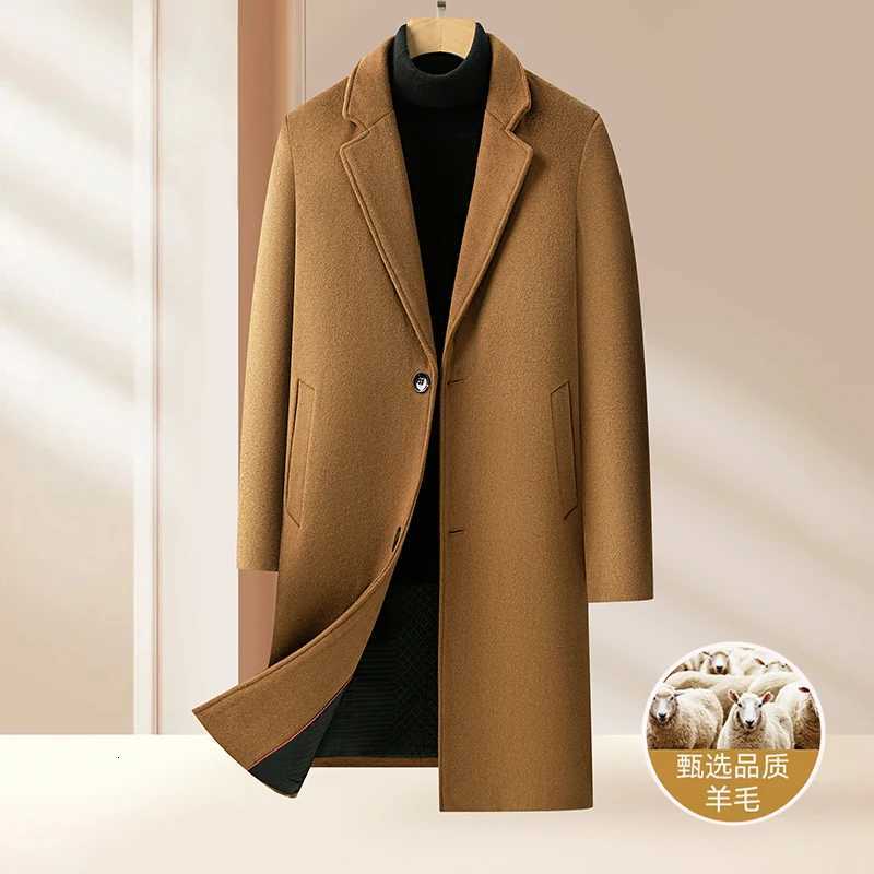 High-quality mens fashionable British style stylish and versatile solid color casual new thickened long woolen coatXJ251204