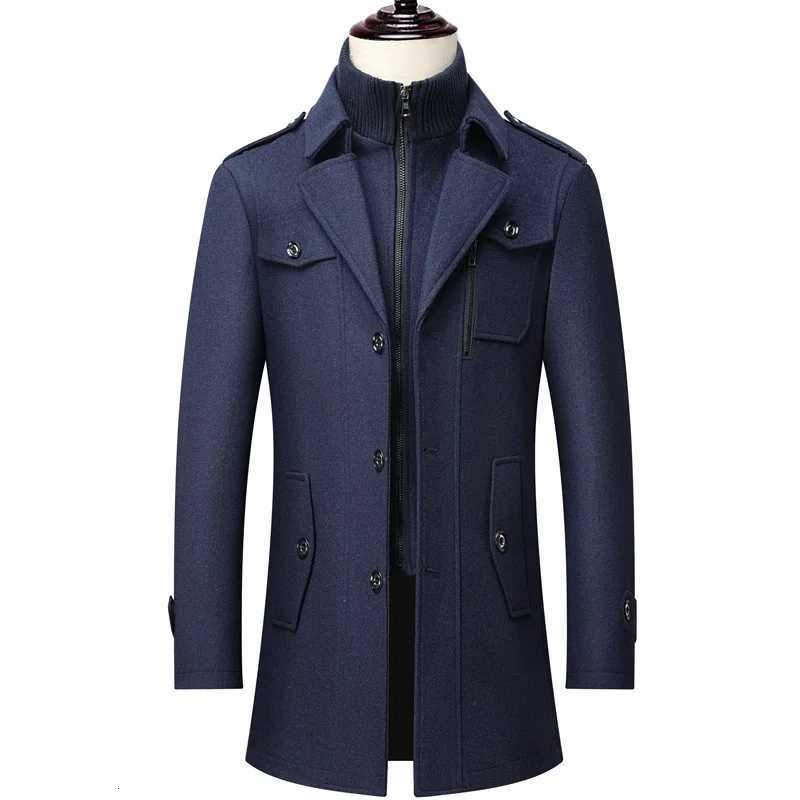 2024 Autumn/Winter High Quality Solid Color Mens Medium Long Wool Woolen Coat Thick JacketXJ251204