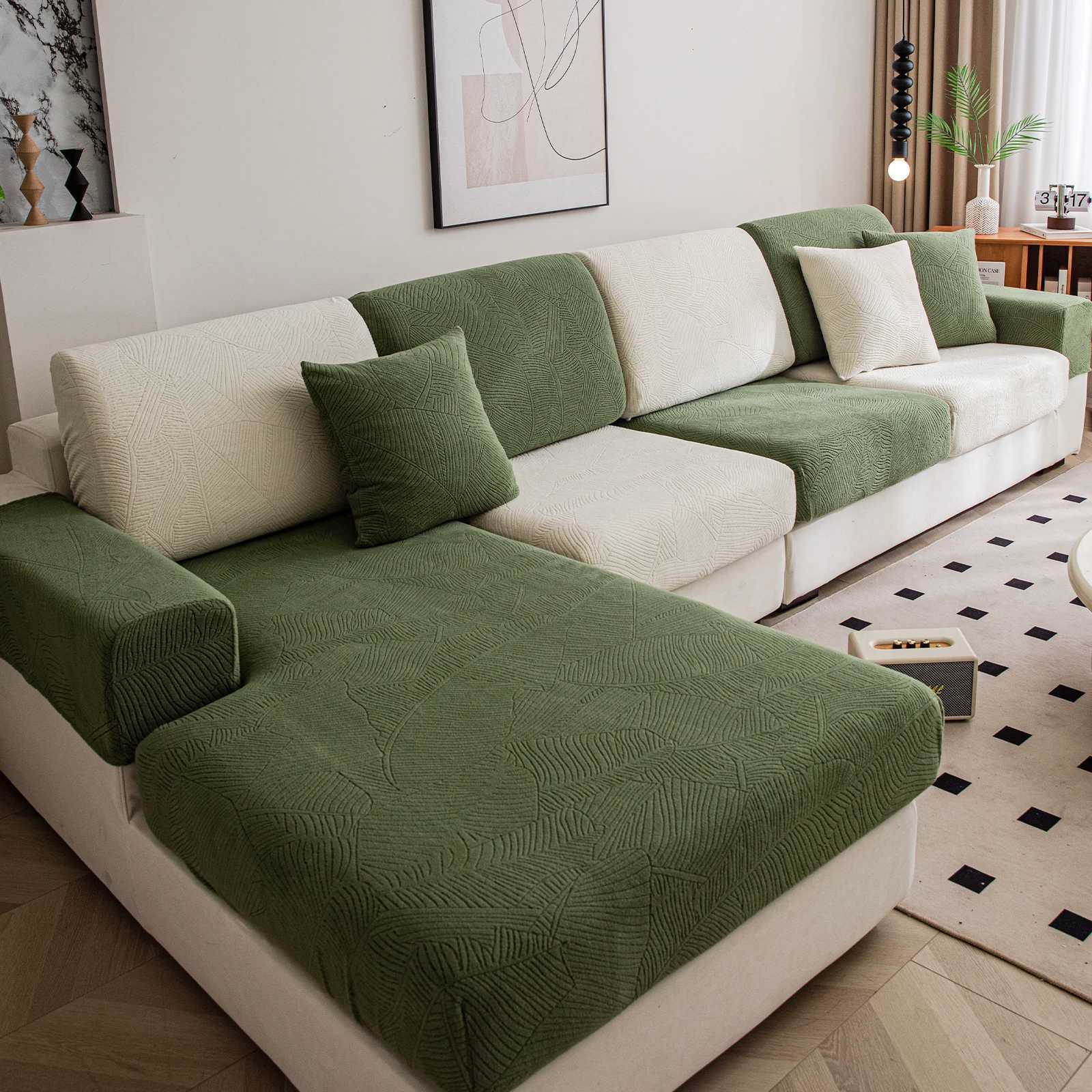 Banana Leaf Jacquard Fabric Sofa Cloth Cover Polar Fleece Living Room Comfortable Dustproof Anti Pet Scratch M251204-image-1087195080