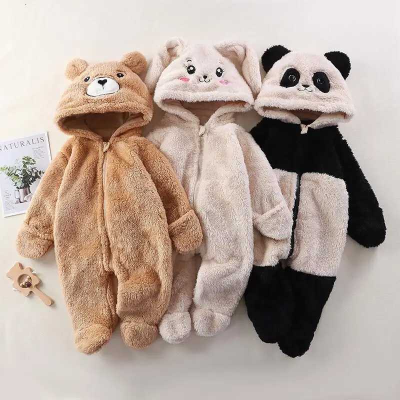 boy girls Baby autumn and winter home jumpsuit baby cute panda bunny bear jumpsuit going out plush warm cotton coveralls Z251204