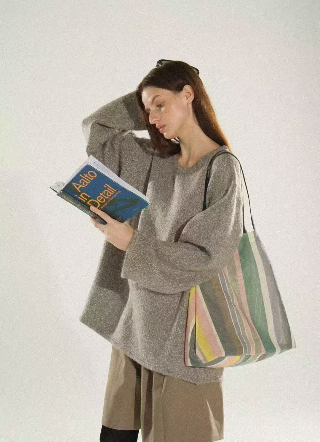Row bag Mesh Cloth Barn Large Capacity Simple and Stylish Women's Shoulder Handbag