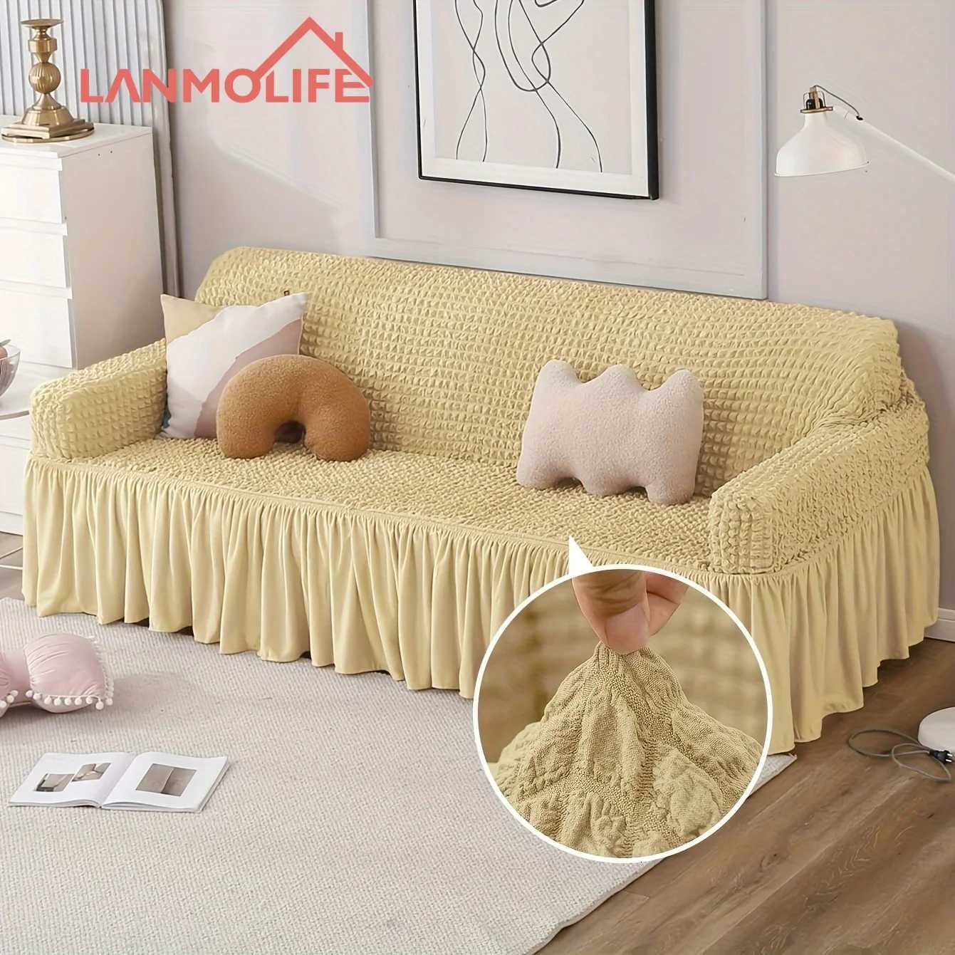 LANMOLIFE Sofa Cover High Elastic Bubble Net Sofa Covers 1/2/3/4 Seater With Skirt Edge Sofa Covers Hotel Home Decoration M251204-image-1087197167
