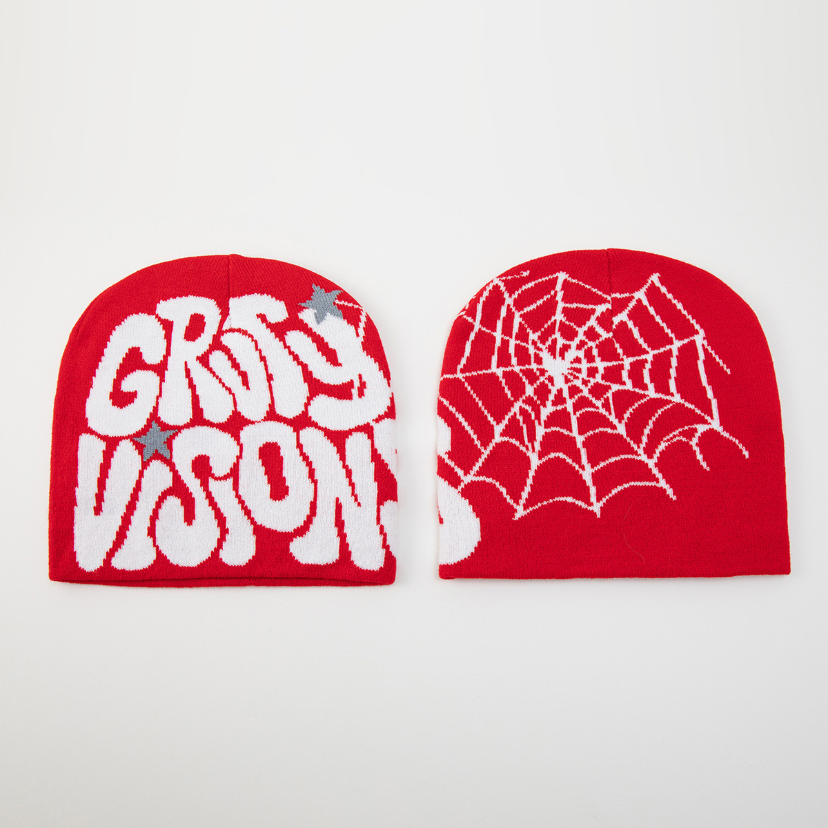 New Spider Web Star Beanie Knitted Grvty Visions Winter Outdoor Cycling Warm Hip Hop Street Trendy Hat For Men Women Kid A