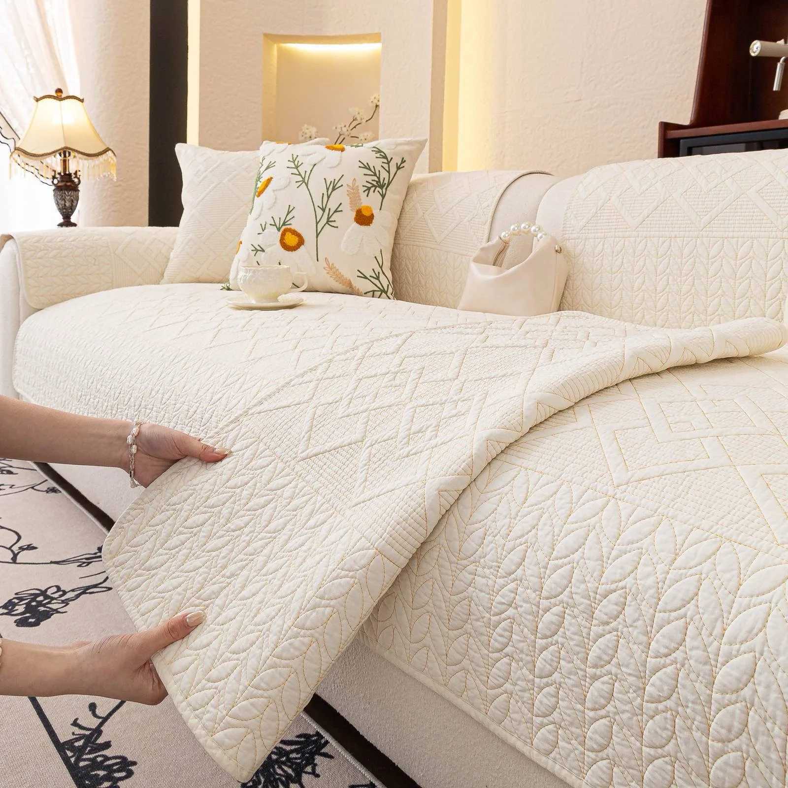 1/2/3 Seater Pure Cotton Sofa Cushion for Sectional Sofa Non-slip Couch Slipcover Universal Couch Protector for All Seasons Home M251204-image-1087196696