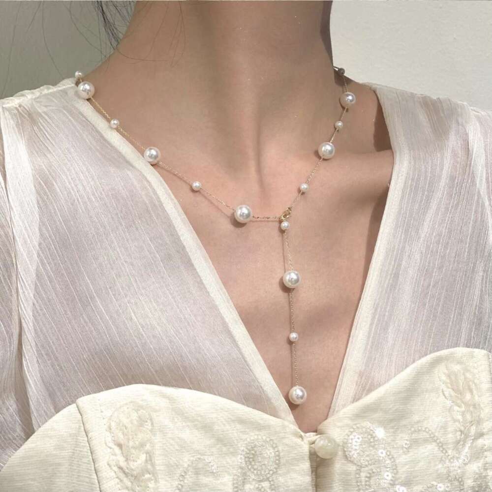 Japanese and Korean Style Fresh Pearl Necklace Collarbone Chain Elegant Lady Temperament Can Be Used as Bracelet Multi-purpose Starry Sky Versatile