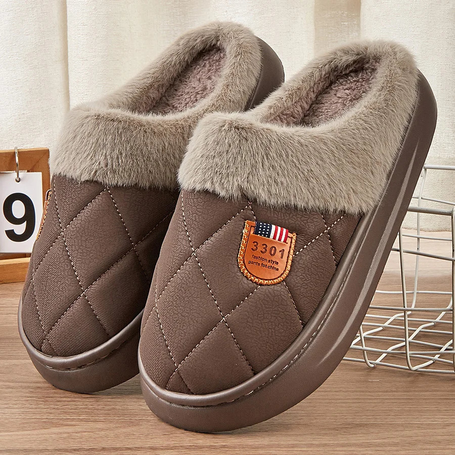 Mens Winter Slippers Memory Foam Plush Warm Cozy House Shoes fabric Casual Slipper Big Size Platform 251201