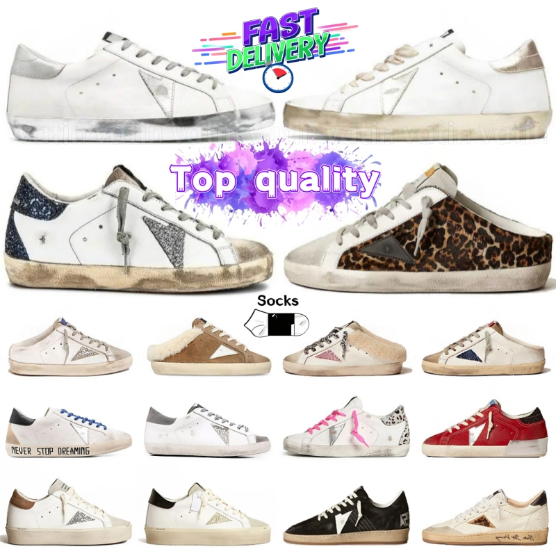 designer goldgoose star chaussures pantoufles de fourrure hommes femmes super star mocassins sales plate-forme de luxe en cuir nappa étoiles form