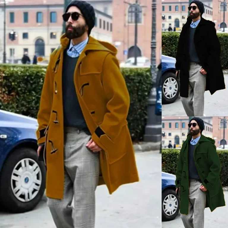 Woolen Coat Mens Horn Buckle Thickened Hooded Jacket New Woolen Trench Coat Autumn Winter Solid ColorXJ251204