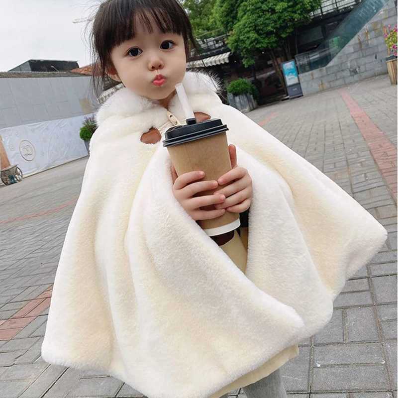 2-7 ans bébé fille manteau fausse fourrure hiver infantile enfant en bas âge enfant princesse à capuche Cape col de fourrure bébé vêtements d'ext