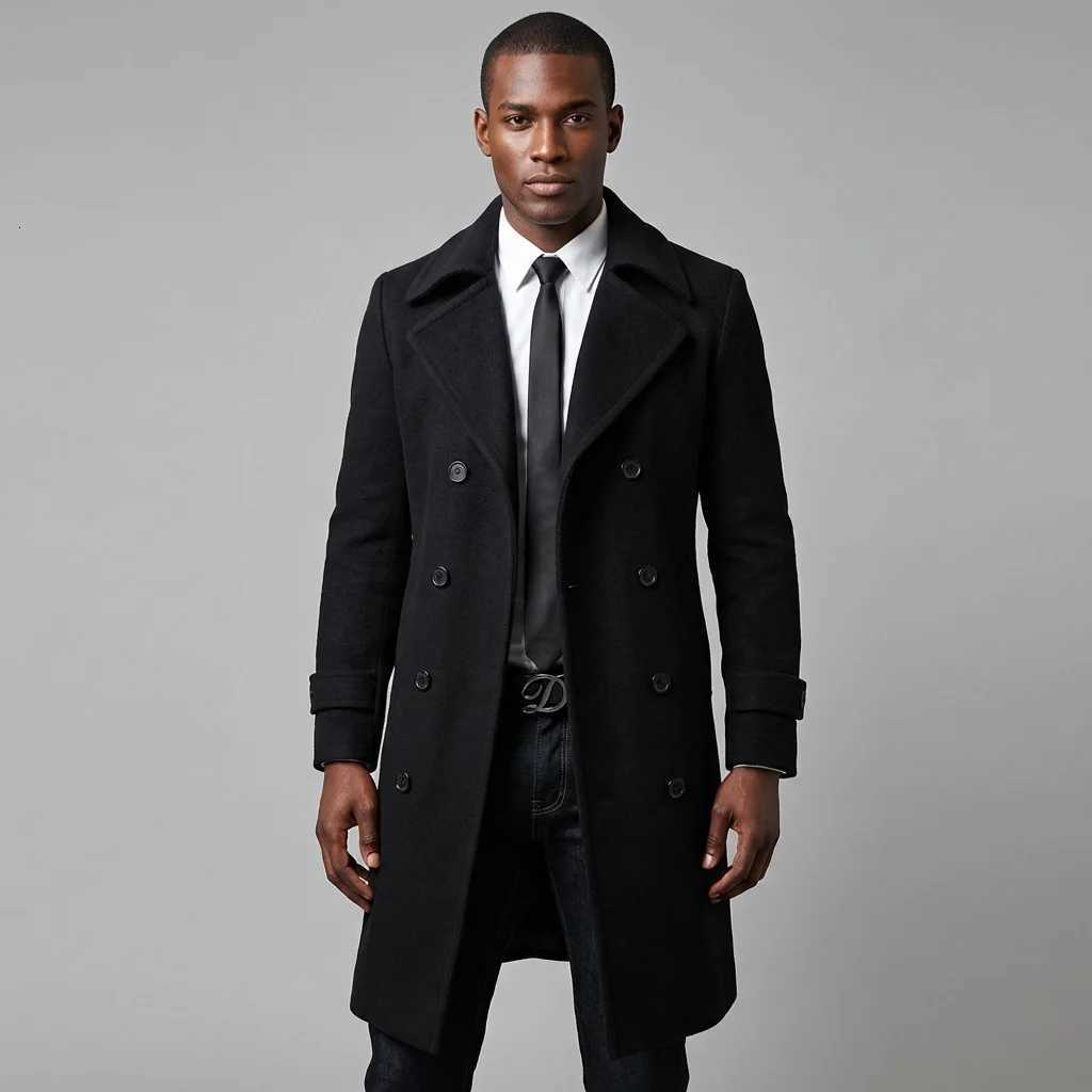 Trench da uomo in misto lana taglia asiatica 5XL Giacca da uomo di media lunghezza slim fit Cappotto casual classico per uomoXJ251204