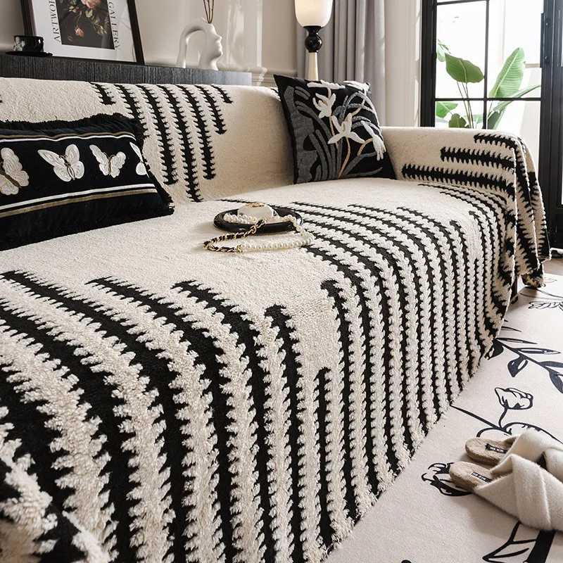Simple Fashion Sofa Towel Mat Thicken Plush Non-slip All-inclusive Corner Seat Cover Winter Warm Couch Cushion for Living Room M251204-image-1087200248