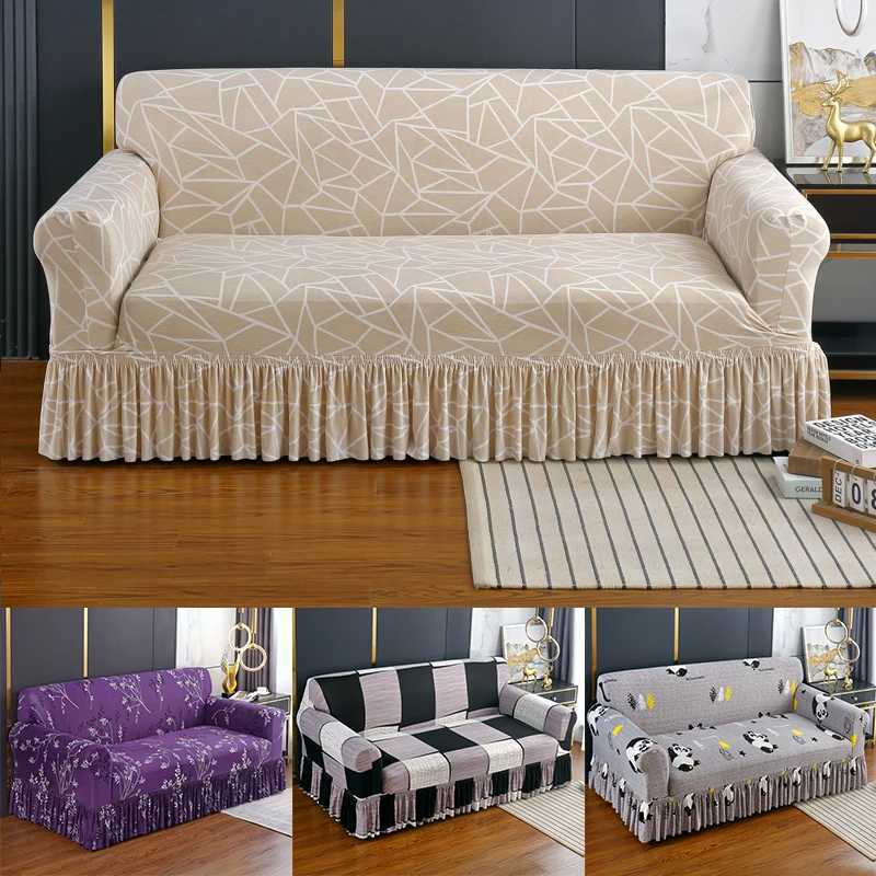 1pc Elastic Printed Sofa Slipcover With Skirt Sofa Cover Couch Cover Furniture Protector Bedroom Office Living Room Home Decor M251204-image-1087195835