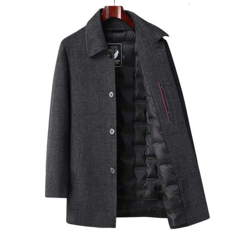2025 nouveauté hiver haut qualité blanc canard vers le bas doublure laine trench manteau hommes épais chaud pardessus taille M-4XL 9915XJ251204