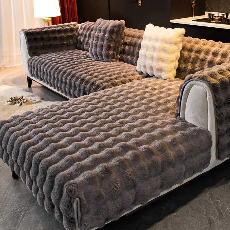 Rabbit Velvet Sofa Cover Three-Dimensional Thickened Warm Living Room Sofa Cushion Non-Slip Massage Plush Sofa Back Cushion M251204-image-1087196043