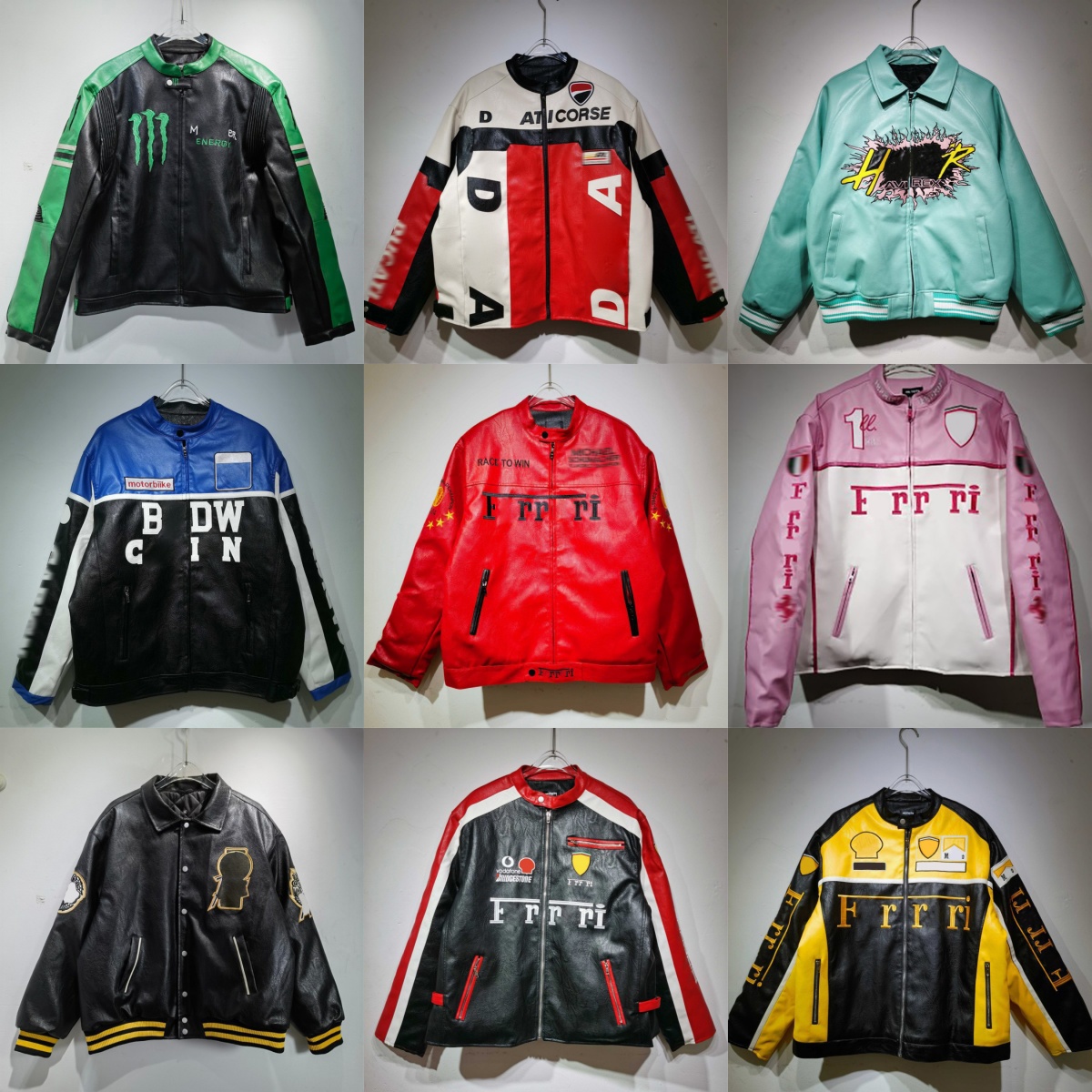 Designer Avirex Two-Tone Goth Leather Jacket Arrival Racing Baseball Jacket With Embroidery PU Leather Sleeves Patchwork Cotton Lining Unisex Motorc
