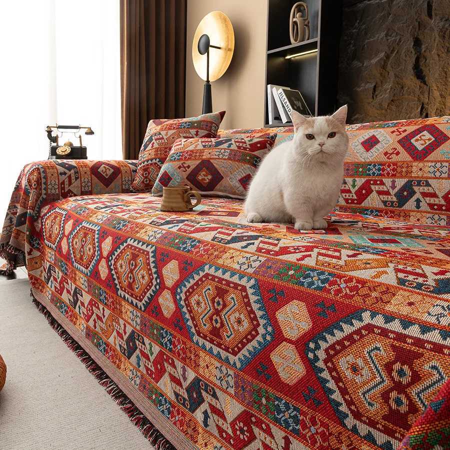 1PC Bohemian Style Sofa Cover Vintage Sofa Blanket Pet Scratch Proof for Bedroom Office Living Room Home Decor for New Year M251204-image-1087197248